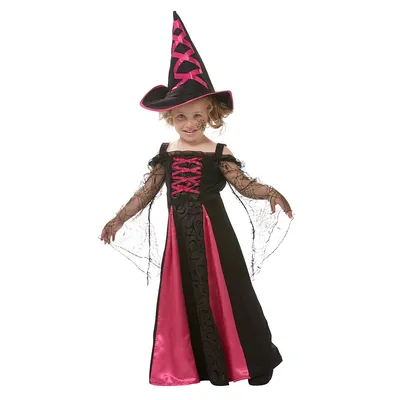 Hexe-Kostüm für Kinder, schwarz/pink Image