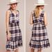 Anthropologie Dresses | Anthropologie Isabella Sinclair Dickens Plaid Midi Dress Size Small | Color: Blue/White | Size: S