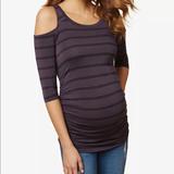 Jessica Simpson Tops | Jessica Simpson Maternity Cold Shoulder Maternity Top - Medium | Color: Black/Blue | Size: Mm