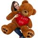 Deuba Plush Teddy Bear Valentine's Day Easter Gift with Red I love You Text Heart Pillow Adorable Big Cuddly Soft Toy Cute Huge Stuffed Snuggling Animal