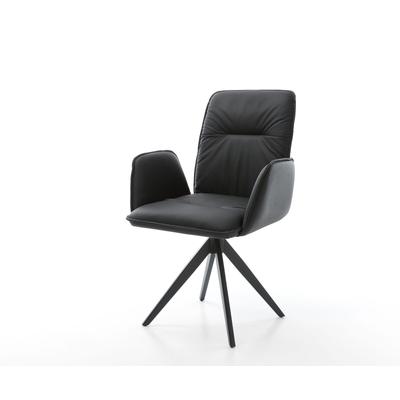 DELIFE Esszimmerstuhl Vinja-Flex Echt-Leder Schwarz Kreuzgestell kantig Schwarz, Esszimmerstühle Image