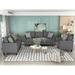 6-Person Sectional Sofa Set with Cushions Polyester-Blend 3 Pieces Sofa Set, Living Room Sofa Loveseat Set Grey