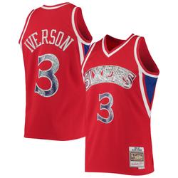 Men's Mitchell & Ness Allen Iverson Red Philadelphia 76ers 1996/97 Hardwood Classics NBA 75th Anniversary Diamond Swingman Jersey