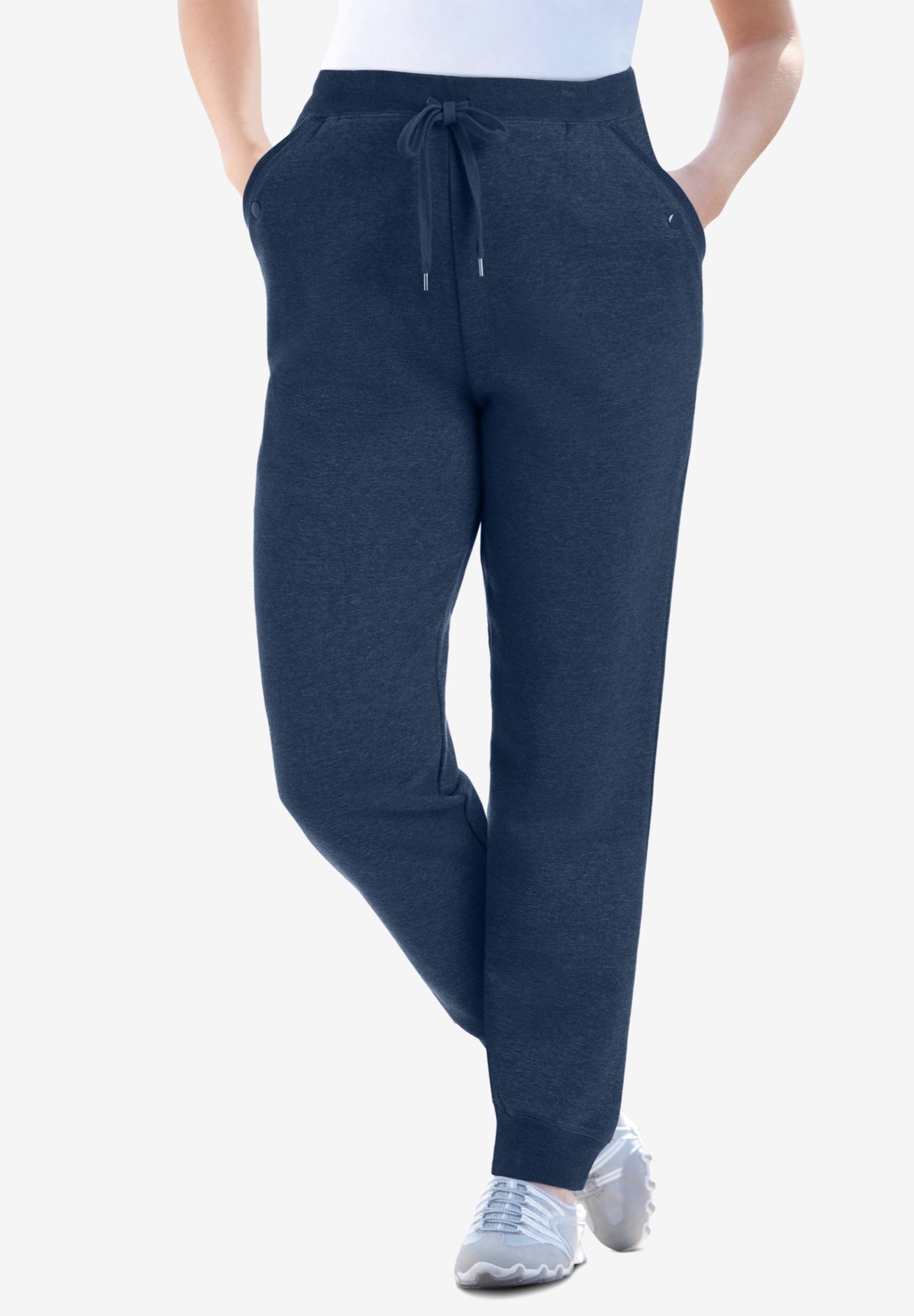 Plus Size Women's Better-Fleece Pull-On Jogger Sweatpants by Woman Within in Heather Navy (Size M)