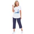 Plus Size Women's Two-Piece V-Neck Tunic & Capri Set by Woman Within in Navy Seaside (Size 4X)