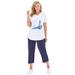 Plus Size Women's Two-Piece V-Neck Tunic & Capri Set by Woman Within in Navy Seaside (Size 2X)