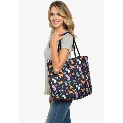 Plus Size Women's Disney Cats Tote Bag Travel Beach Carry-on Cheshire Aristocat Figaro Print by Disney in Black