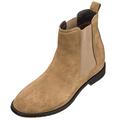 CALTO Men's Invisible Height Increasing Elevator Shoes - Khaki Brown Suede Leather Slip-on Chelsea Boots - 2.9 Inches Taller - K33091 - Size 7.5 UK