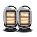 PBUK 2 x 1200w Oscillating Halogen Heater - 3 Heat Settings Instant Room Heating Slimline Lightweight For Home Office Garage