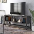 Williston Forge Trikomo TV Stand for TVs up to 78" Wood/Metal in Gray/Black | 27.75 H in | Wayfair 2B9173B43A82475BA4606E07EB06C4A9