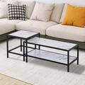 Everly Quinn 2 Piece Coffee Table Set Wood/Metal in Black | 14.8 H x 35.4 W in | Wayfair F2D19AD5898C472CB7702D53A6138695