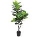 4ft Deluxe Artificial Fiddle Leaf Fig Tree Real Touch Plant in Black Pot - 48" H x 23" W x 20" DP