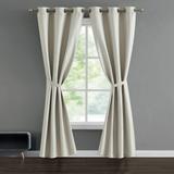 French Connection Tanner Thermal Room Darkening Grommet Window Curtain Panel Pair with Tiebacks