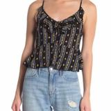Free People Tops | Free People Love To Printed Cami Black Size Large | Color: Black | Size: L