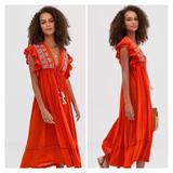 Free People Dresses | Free People Red Will Wait 4 You Embroidered Dress | Color: Red | Size: Xs