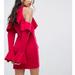 Free People Dresses | Fp Ruffled Cold Shoulder Bodycon Mini Dress | Color: Red | Size: L