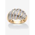 Women's Yellow Gold-Plated Sterling Silver Genuine Diamond Accent Dome Ring by PalmBeach Jewelry in Diamond (Size 8)