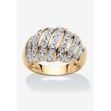 Women's Yellow Gold-Plated Sterling Silver Genuine Diamond Accent Dome Ring by PalmBeach Jewelry in Diamond (Size 8)