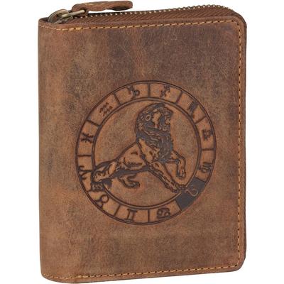 Greenburry Vintage Sternzeichen Geldbörse Leder 10 cm Löwe Braun Herren Image