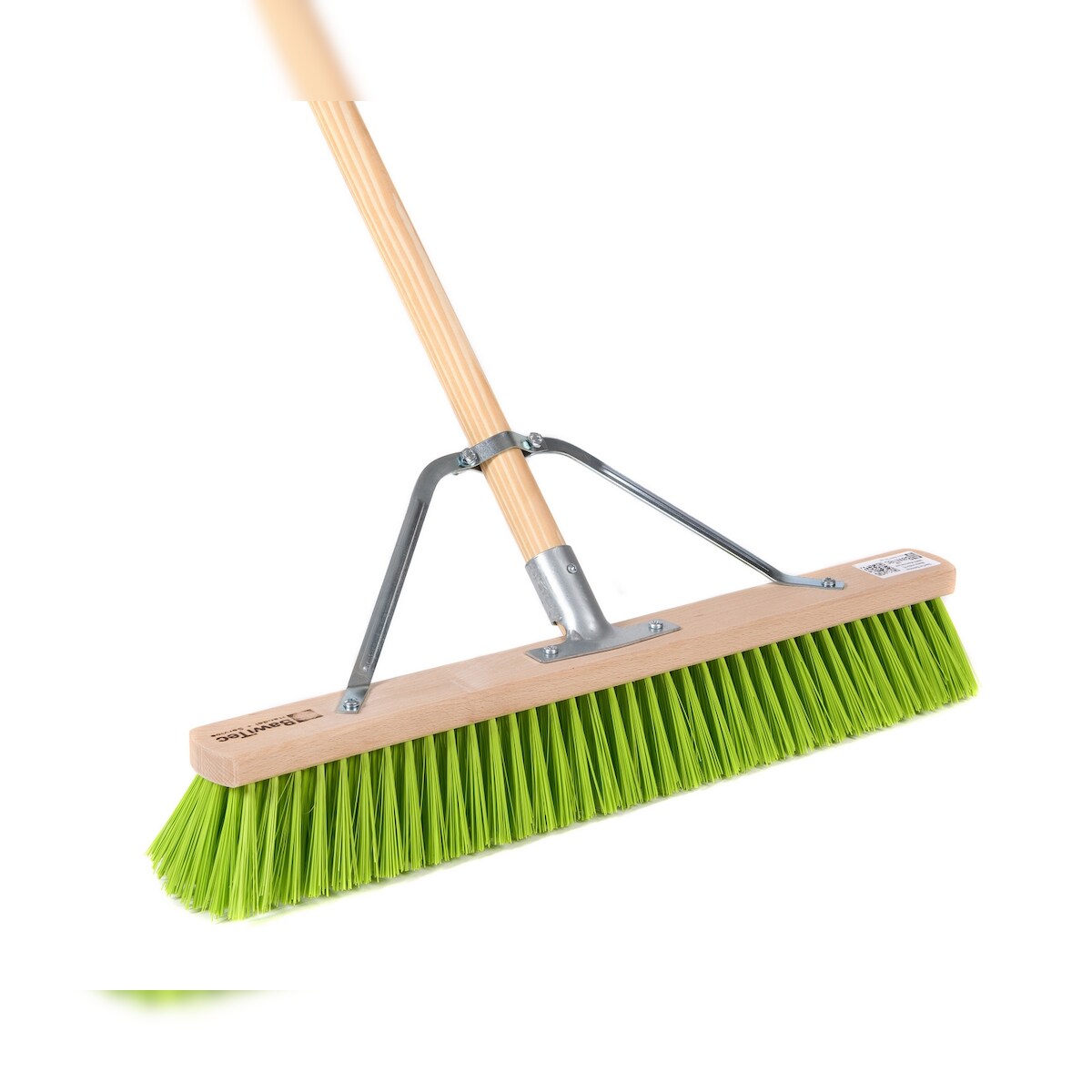 Stabiler Straßenbesen 60cm Breit mit speziellem Stielstabilisator und Stiel 140cm Lang Besen Kehrbesen neon-grüne Borsten Gartenbesen Image