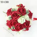 Bouquet de Roses Rouges en Mousse Bon Marché Bon Marché pour Demoiselle d'Honneur Mariage