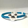 Disney Jewelry | Disney Parks Mickey Mouse Icon Bracelet Rope Cuff Bangle Silver Blue Disneyana | Color: Blue/Silver | Size: Os