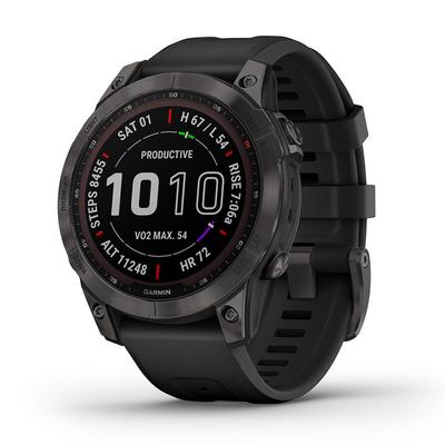 Garmin fenix 7 Sapphire Solar GPS Watch GPS Watches Carbon Gray DLC Titanium with Black Band