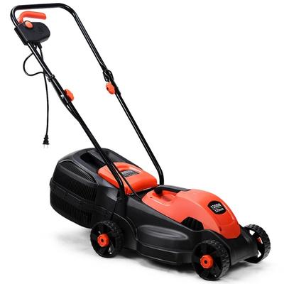 14" Electric Push Lawn Corded Mower with Grass Bag-Red - 15.5'' x 43.5'' x 37.0'' (L x W x H)