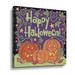 The Holiday Aisle® 2tav378a_Three Halloween Pumpkins I Gallery Wrapped Canvas, Glass in Indigo/Orange | 24 H x 24 W x 2 D in | Wayfair