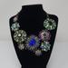 J. Crew Jewelry | J Crew Necklace Multicolor Crystal Rhinestone Floral Bib Statement Asymmetrical | Color: Black | Size: Os