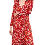 Free People Dresses | Free People | Red Garden Printed Midi Wrap Dress | Color: Red/White | Size: 4