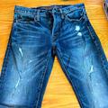 American Eagle Outfitters Jeans | American Eagle Jeans Mens Size 29/32 Slim Fit Straight Leg Frayed And Spatter | Color: Blue | Size: 29