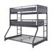 Twin Over Twin Over Full Bunk Bed with Metal Frame, Gray