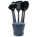 Crock Sets with 5 Pieces Kitchen Utensil with Spoon Rest, Ladle, Spaghetti Spoon, Slotted Turner, Solid Spoon, Slotted Spoon