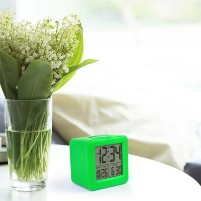 Equity by La Crosse Green Soft Cube LCD Alarm Clock with Smart Light