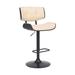 Corrigan Studio® Bar Stool w/ Leatherette Button Tufted Back & Seat, Gray & Silver Wood/Leather/Metal/Faux leather in Brown | 22 W x 20 D in | Wayfair