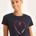 Nautica Women's Sustainably Crafted Sequin Valentine's Heart Puff Graphic T-Shirt Stellar Blue Heather, S