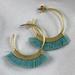 Madewell Jewelry | Madewell Fringe Hoop Earrings Sage Mist Green Brushed Gold Tone 1.75" | Color: Gold/Green | Size: Os