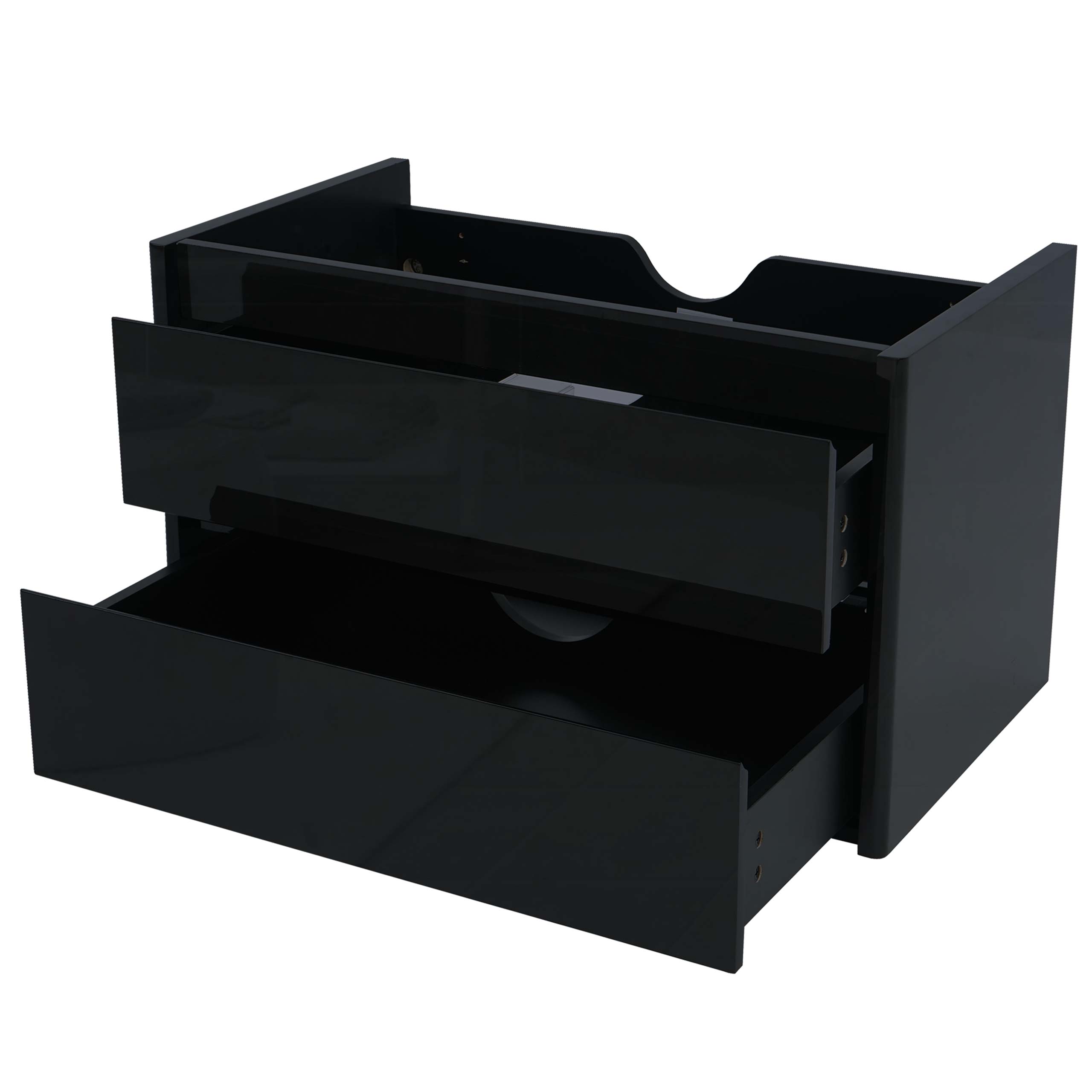 Waschbeckenunterschrank HWC-B19, Waschtischunterschrank Waschtisch Badezimmer, hochglanz Soft-Close 50x80cm ~ schwarz Image