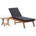 Breakwater Bay Sun Lounger w/ Table Poly Rattan & Solid Acacia Wood Wicker/Rattan in Black/Brown | 33.9 H x 78.7 W x 23.6 D in | Outdoor Furniture | Wayfair