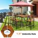 Gymax 7PCS Outdoor Acacia Wood Dining Set PE Rattan Patio Bar Set w/