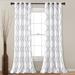Swirl Light Filtering Window Curtain Panels White/Navy 52X84 Set - Lush Décor 21T011283