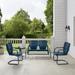 Hashtag Home Burley 4Pc Outdoor Metal Conversation Set White Gloss - Loveseat Glider, Side Table, & 2 Armchairs Metal | Wayfair