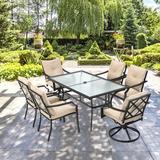 Red Barrel Studio® Patiojoy 4 Pcs Patio Dinning Chairs Cushioned Chairs W/ Frame For Garden Backyard & Poolside in Black | Wayfair