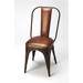 Side Chair - Williston Forge Leather & Iron Side Chair in Brown | 36 H x 18 W x 17 D in | Wayfair C6DE2D114CE740C095936AF3233D7A58