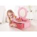 HaPe Petite Pink Vanity Toy Wooden Beauty Counter w/ Mirror & Accessories Wood in Brown/Pink | 13.13 H x 7.64 W x 13.97 D in | Wayfair E8343