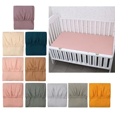 Drap-housse de lit en coton pour bébé protection de literie housse de matelas de couleur unie