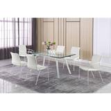 Somette Contemporary Dining Set with Extendable Glass Table