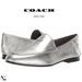 Coach Shoes | Coach Hallie Silver Metallic Leather Flat Heel Loafers Logo Fashion Shoes 9.5 | Color: Silver | Size: 9.5