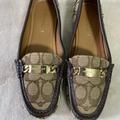 Coach Shoes | Khaki Olive Logo Loafer Flats Coach | Color: Brown/Tan | Size: 6.5